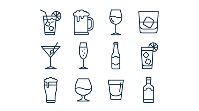 Collection of various alcoholic and non-alcoholic drink icons.