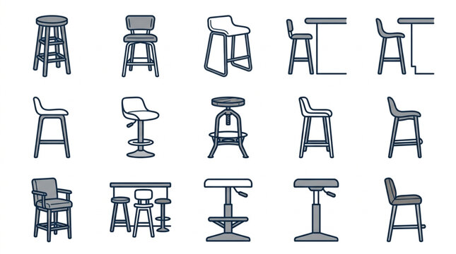 Collection of various bar stools and counter height chairs.