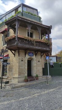 BAKU, AZERBAIJAN - 30 APRIL 2026: Details and facades The Old City in Baku is called Icheri Sheher. It is a historical and architectural reserve, surrounded by fortress walls
