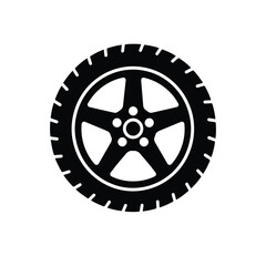 Fototapeta premium Automotive wheel tire with alloy rim solid vector icon