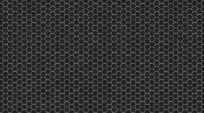 Small honeycomb grid, shallow relief dark carbon black pattern.