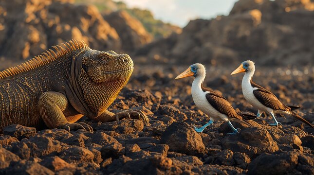 a lizard and a blue footed bobby ai
