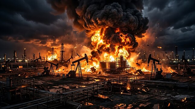 Catastrophic explosion and fire at an industrial oil refinery facility