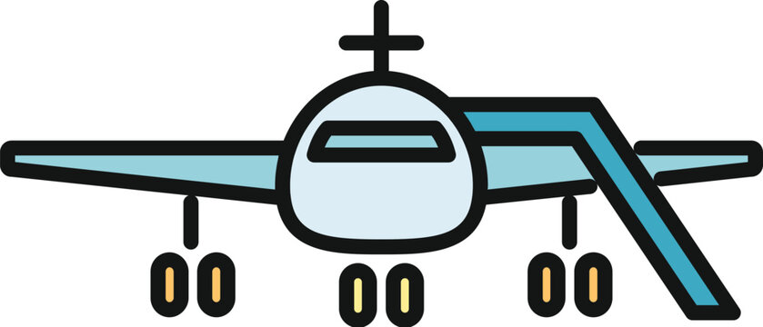 Passenger airplane docked at airport gate with a jetway for boarding