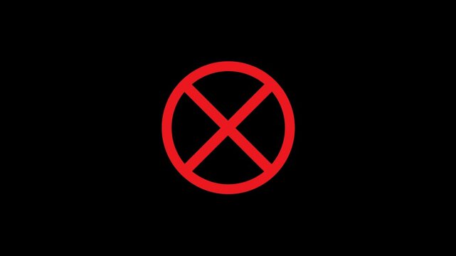 Red prohibition symbol on black background sign circle