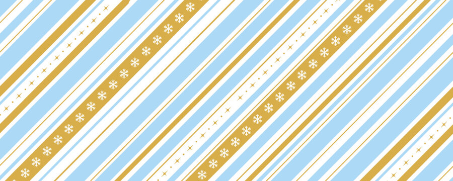 Elegant winter holiday background with diagonal stripes and festive snowflakes