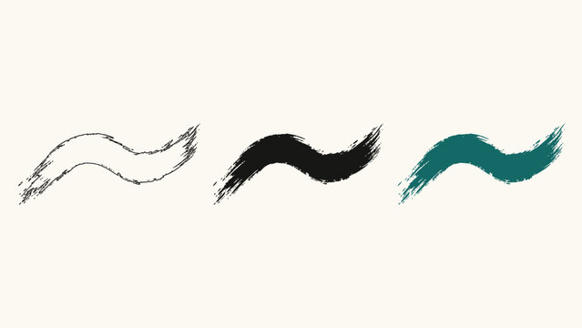 Three distinct brush stroke variations in a wavy line formation