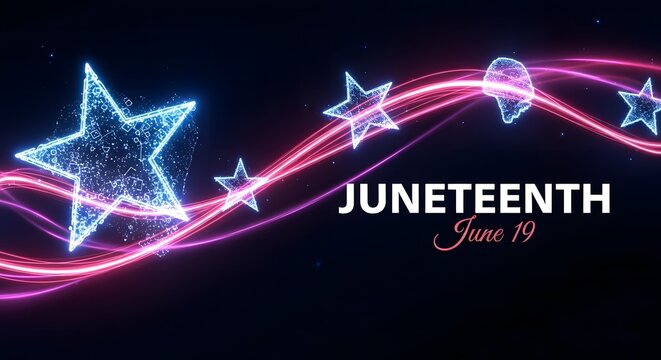 Vibrant juneteenth celebration background with glowing stars