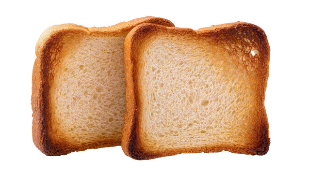 Two slices of toasted bread with golden brown crust