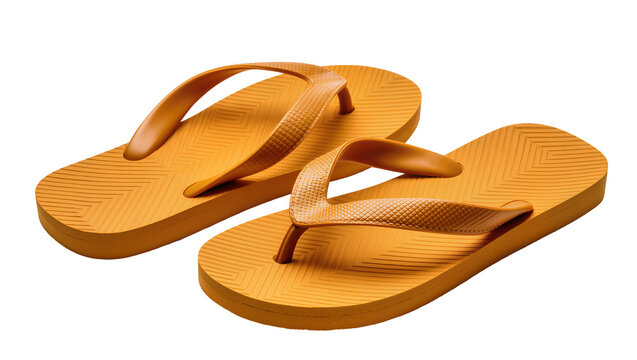 Orange Flip Flops with Textured Straps
