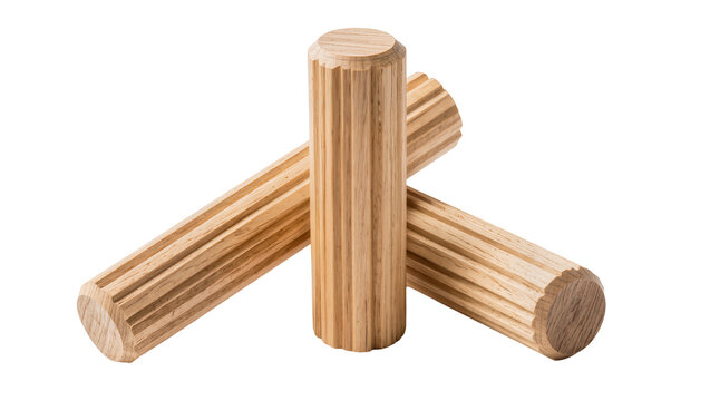 Wooden dowels with fluted texture