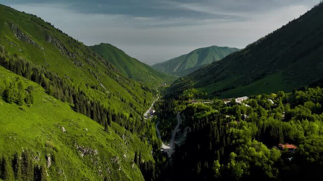Aerial Mountains landscape in Kazakhstan