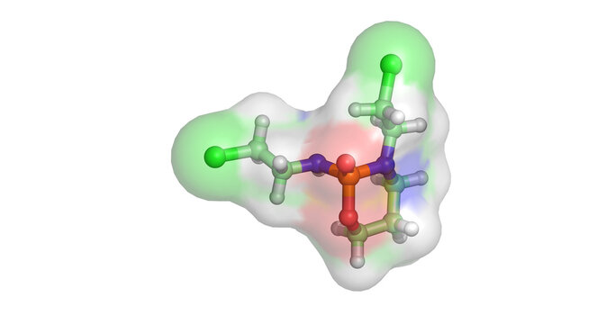 Ifosfamide, chemotherapy drug/alkylating agent and nitrogen mustard derivative for cancer treatment, 3D molecule 4K