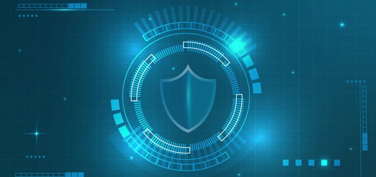 cyber security concept video, tech hud blue light