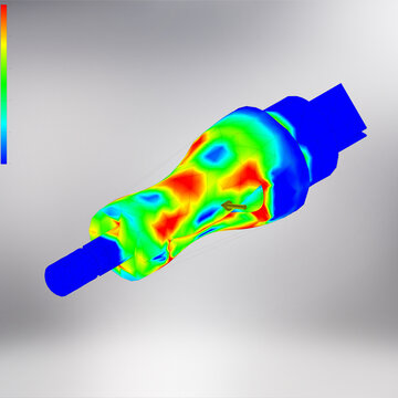 Finite element analysis FEA simulation plot of a mechanical tool holder component