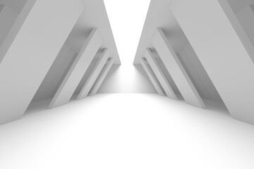 Fototapeta premium Minimalist architectural interior with white concrete columns and skylight for modern background and banner design .3d render