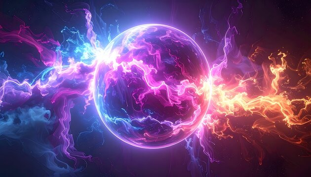 Vibrant Electric Energy Circle Light Explosion.