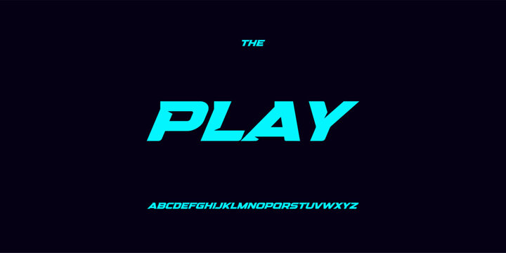 Play Game Button Phrase Template for Streamer, Esport, HUD Cyber Headline, Video Thumbnail and Digital Content. Modern Font Logo Alphabet. Popular Gaming Word, Messages Typography. Vector Typeface