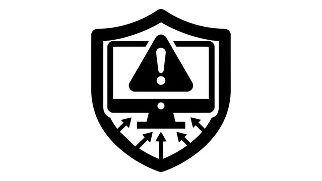 Threat detection icon cyber risk monitoring, digital threat analysis, and network security alerts symbol isolated on whi