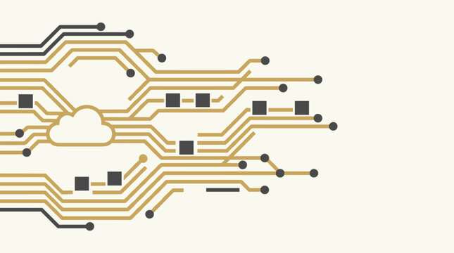Abstract cloud computing circuit board connection pattern vector illustration
