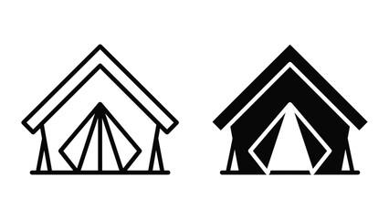 Camping tent icon set line and solid glyph style © ShukurStock
