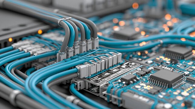 Flexible conduit installation on modular wiring harness assemblies demonstrating adaptable routing and enhanced protection for interconnected electronic modules.