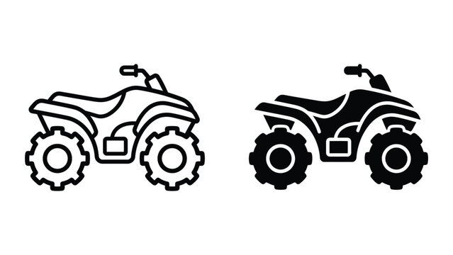 ATV quad bike icon set line and glyph