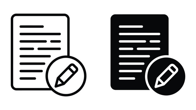Edit document icon set line and glyph style