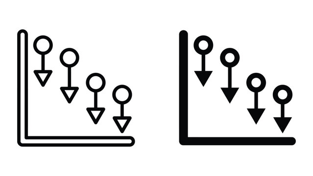 Decrease chart icon set Downward trend graph vector symbol