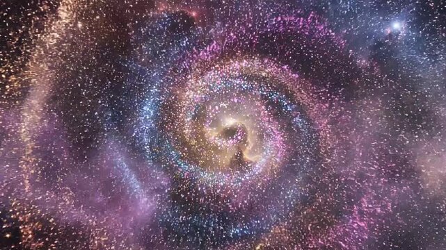 Mesmerizing galactic spiral of vibrant stardust particles illuminating a cosmic energy vortex