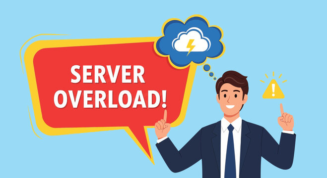 Man Frustrated By Server Overload and Cloud Computing Issues