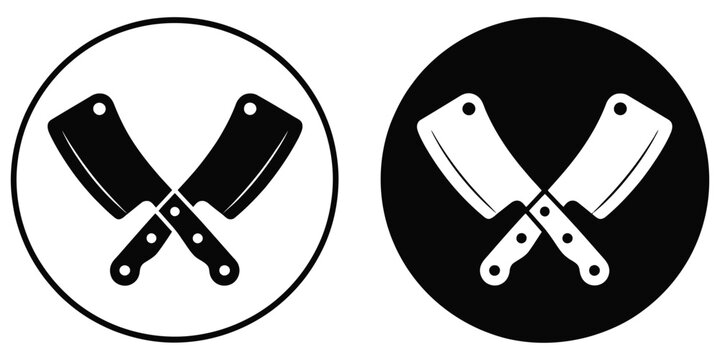 Crossed Knives Logo Design, butcher and meat cutting vector symbol