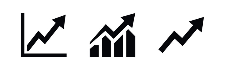 Rising Trend Line Graph Icons Representing Financial Growth and Business Success © Lili