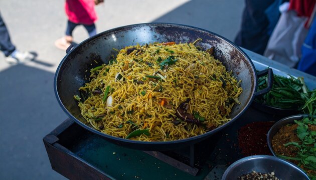 Delicious Indian roadside chowmein noodles served hot and flavorful