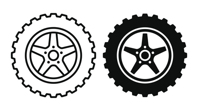 Off road wheel and tire icon set