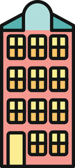 Naklejka premium Pink building with multiple windows representing city architecture