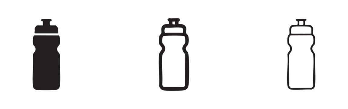 Sports Water Bottle and Shaker Icon Set for Fitness