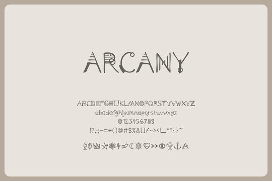 Arcany Font Mystical Serif Typeface For Magic Logos Fantasy Branding Spellbook Covers Tarot Packaging Tattoo Designs Occult Posters Esoteric Graphics And Decorative Headlines