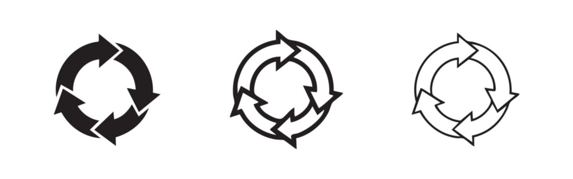 Circular Arrow Process Icon Set for Recycling and Workflow Cycle