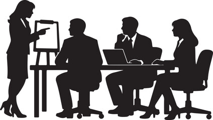 Fototapeta premium Business People Silhouette – Corporate Employees, Office Workers and Professional Team Vector Set