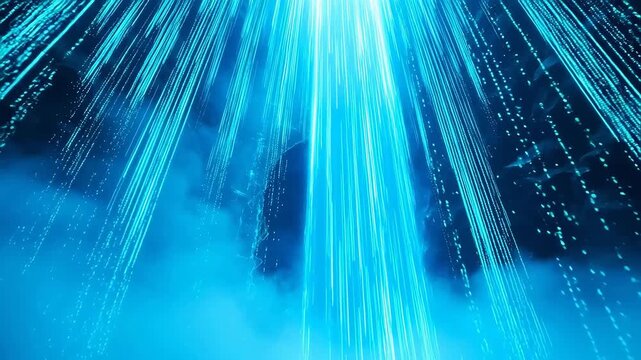 Digital Data Waterfall Cascading Over Hidden Code Cavern