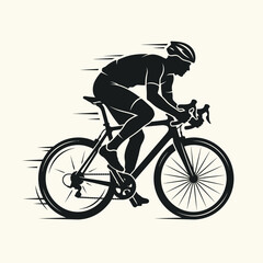 Naklejka premium Professional cyclist riding a bicycle fast.