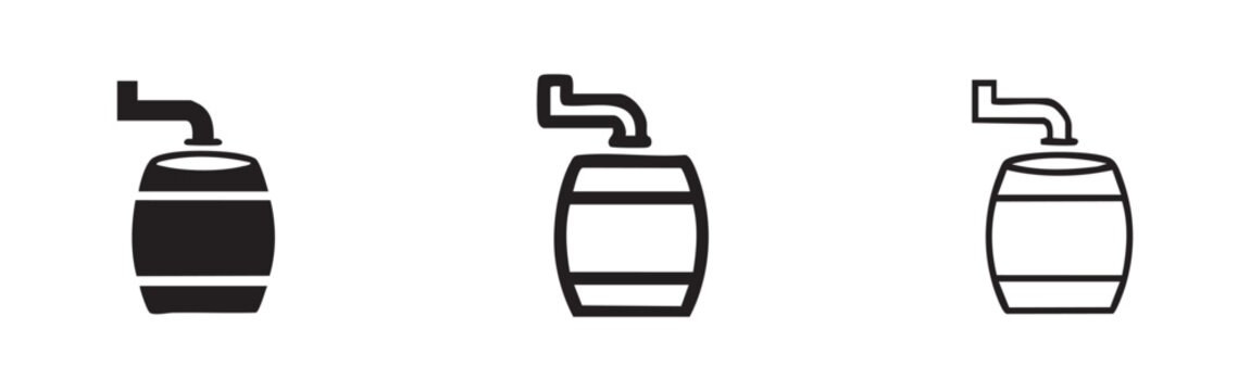 Beer barrel with a tap, brewery and beverage alcohol keg icon