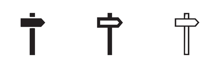 Simple signpost and directional arrow icon set. Wayfinding and navigation symbol. © liubomir118809