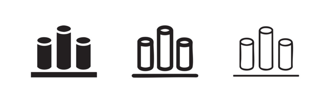 Abstract Vertical Pillars or Bar Chart Icon Set for Data Visualization and Audio.