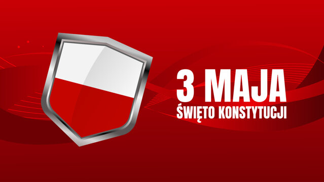 3 maja święto konstytucji baner z tarczą flagi Polski