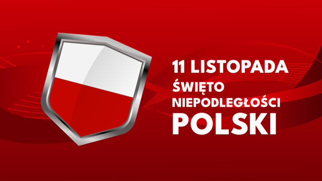 11 listopada święto niepodległości Polski baner z tarczą flagi