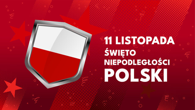 11 listopada święto niepodległości Polski baner z tarczą flagi