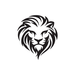 Obraz premium Majestic Lion Head Logo Vector – Minimal Black Wild King Emblem Design