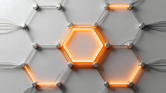 Hexagonal network with glowing connections